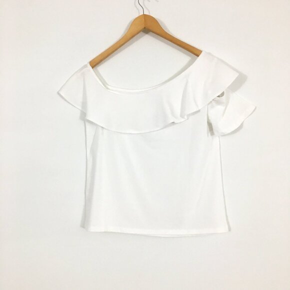 NEW! J. Crew One -Sleeve Off-The-Shoulder Ruffle Top - M - Picture 3 of 5